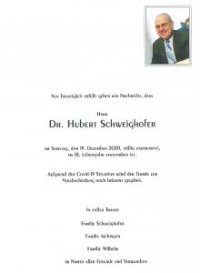 Abschied von unserem ehemaligen Obmann Dr. Hubert Schweighofer